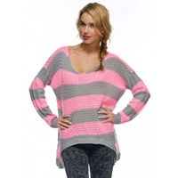 SASS - Isabella Oversize Knit (4897KNSS - Tickled Pink Stripe)