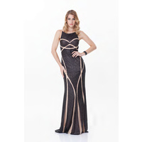 ROSE NOIR #525 - Sequins Evening Gown (Black)
