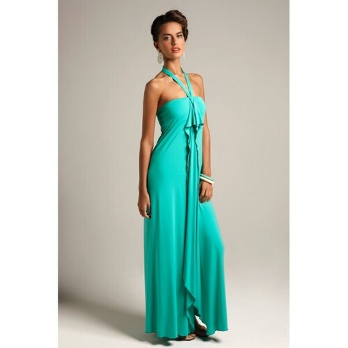 WYSE BODYWEAR - Strapless Frill Maxi Dress (8109 - Black, Emerald, Purple)