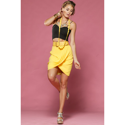 HONEY & BEAU - Drape Skirt (HS49018 - Yellow)