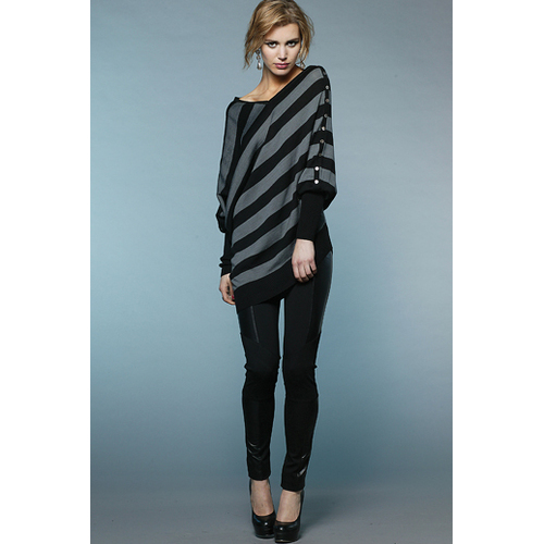 PINK RUBY - Stripe Sweater (PK11039 - Black, Silver)